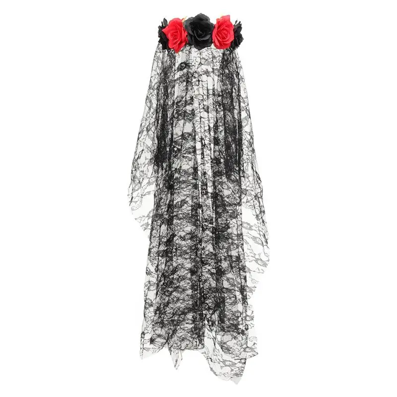 Headband Flowerveil Rose Day The Deadheadband Party Floralheadpiece Cosplay Hair Headdress Mexican Costume Black Performance traditional mexican colorful sleeveless dress party dress women elegant luxury women s evening dresses female clothing