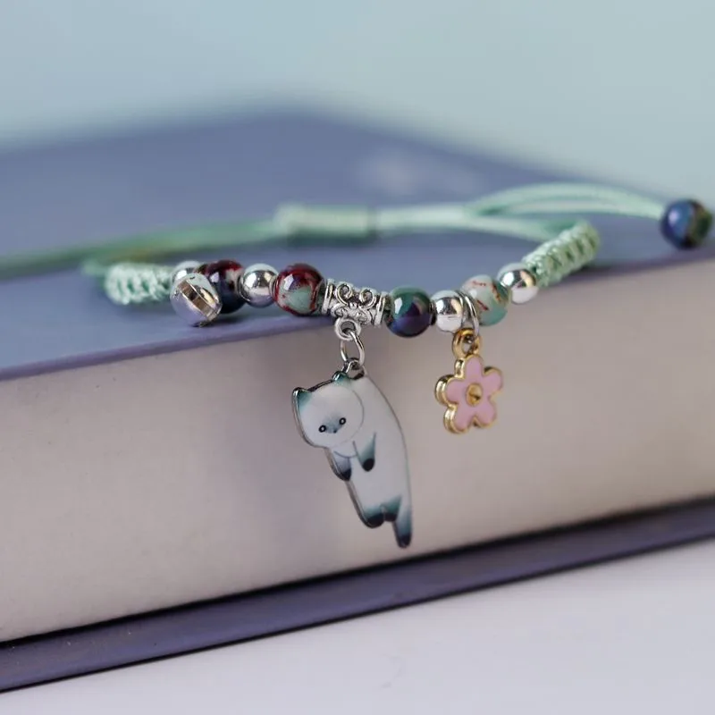 Bracelet Jewelry Cute Cartoon Animal Cat Rabbit Flower Bracelet for Girl Women Men Fashion Charm Student Friendship Bracelets