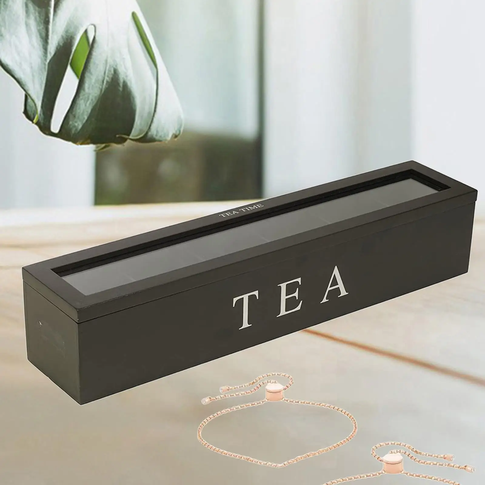 Tea tin box tea canister ceramic storage jar new wooden tea box with lid 6 compartment for kitchen cabinets