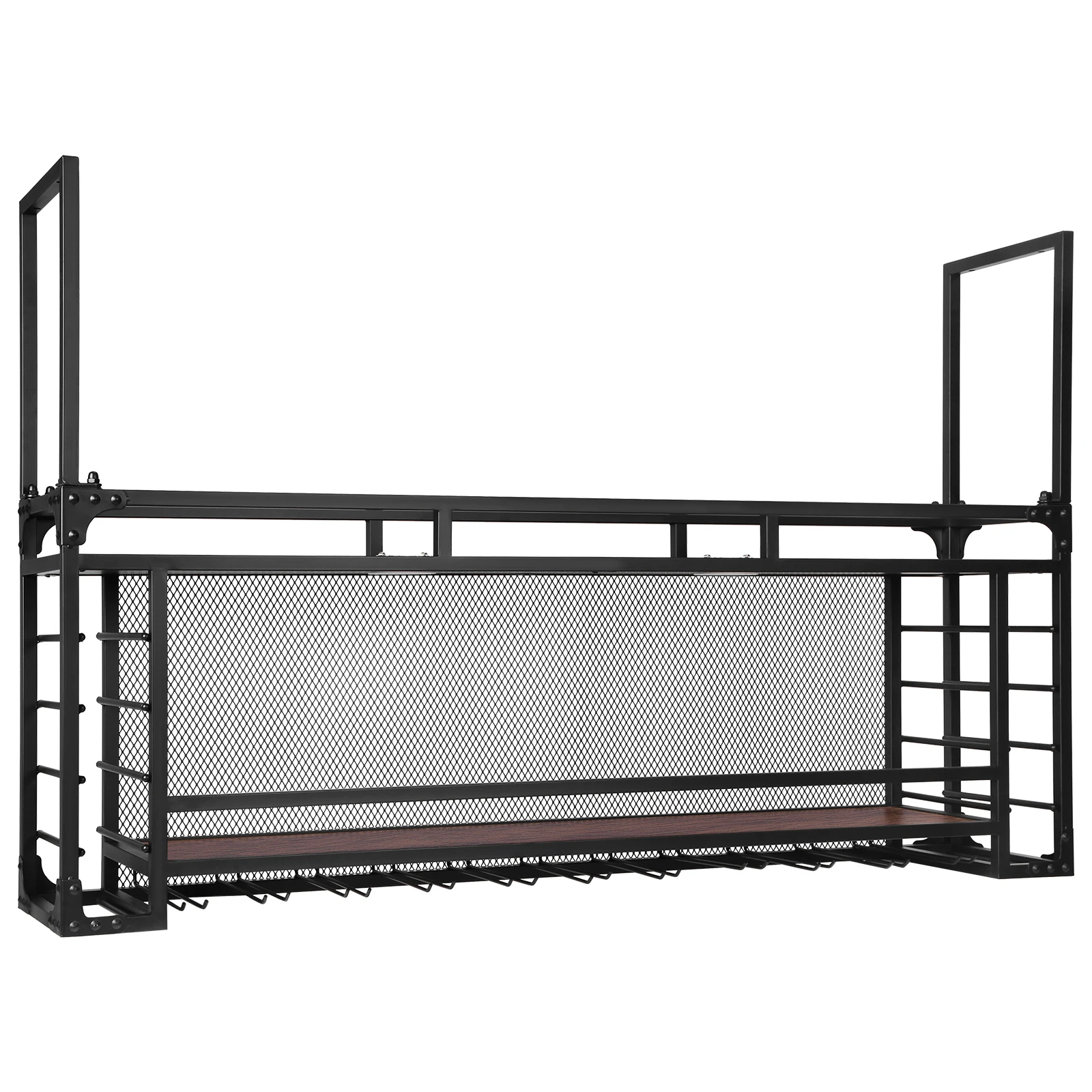 Wall Mounted 2 -Tiers Large Capacity Wine Holder 59.06x21.65x11.81inch Iron Wine Bottle Display Rack for Kitchen Dining Room Bar