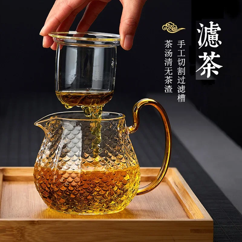 Heat Resistant Glass Fish Ceremony Teapot Boron Silicon Filter Strainers Chinese Kung Fu Scale Teawear Set Pot High