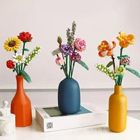 Romantic Rose Flowers Bouquet Building Blocks Sunflower Model Bricks Creative Desktop Decoration Kids DIY Toys Girls Gifts 1