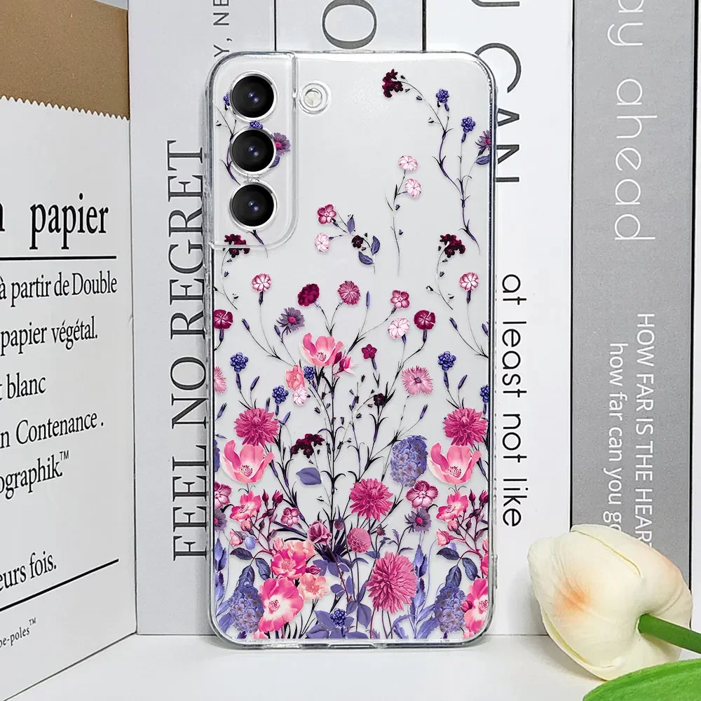 Charming Floral Design Clear Silicone Phone Case - Soft Protective Cover