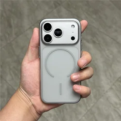 Ultra Thin Matte Translucent Wireless Charging Magnetic Case - Hard PC Cover - iPhone 17 Pro Max (Gray)