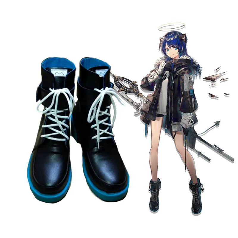 

Game Arknights Mostima Cosplay Accessories Shoes Blue Black Boots Halloween Party Role Play Prop Gift