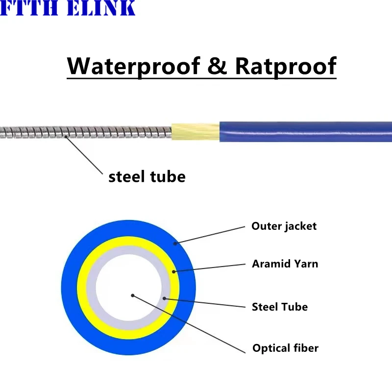 60-120m 4 core SM Armored fiber patchcord 4C SC LC FC ST UPC APC Singlemode 4 fiber Armored optical fibre jumper cable ftthELINK image_2