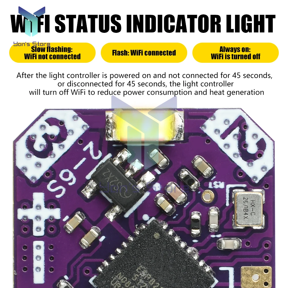 Contrôleur LED RGB WiFi pour Drone FPV affiché avec téléphone pour contrôle via application