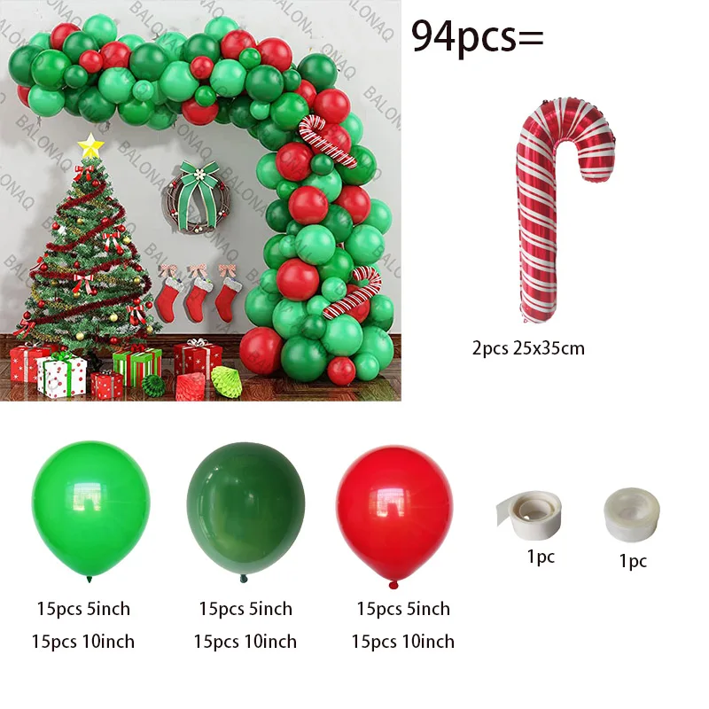 Christmas Balloons Set Garland Arch Kit Red White Metallic Gold Green Balloon for Christmas Party Decorations 2025 New Year