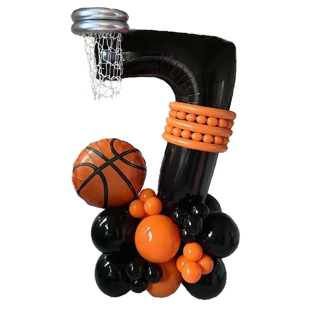 Basketball Birthday Party Balloons Set - 39pcs Sports Themed Decor with Large Foil Numbers