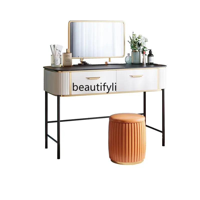 

Italian Light Luxury Dressing Table Imported Stone Plate Makeup Table with Storage Post-Modern Dresser