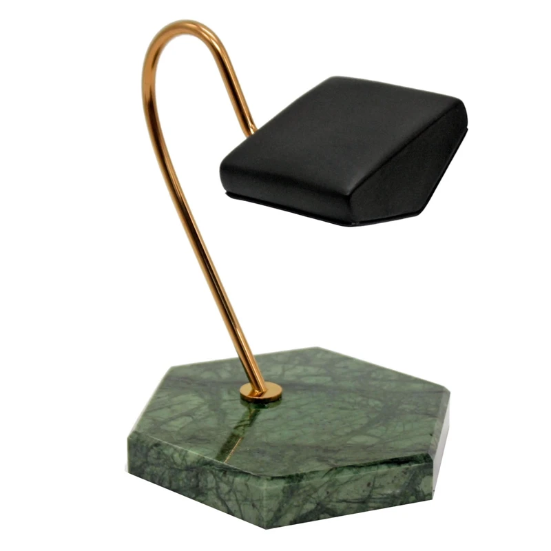 HOT SALE Watch Display Stand Green Natural Marble Base Gold Metal Support Rod PU Bracket Watch Storage Display Stand