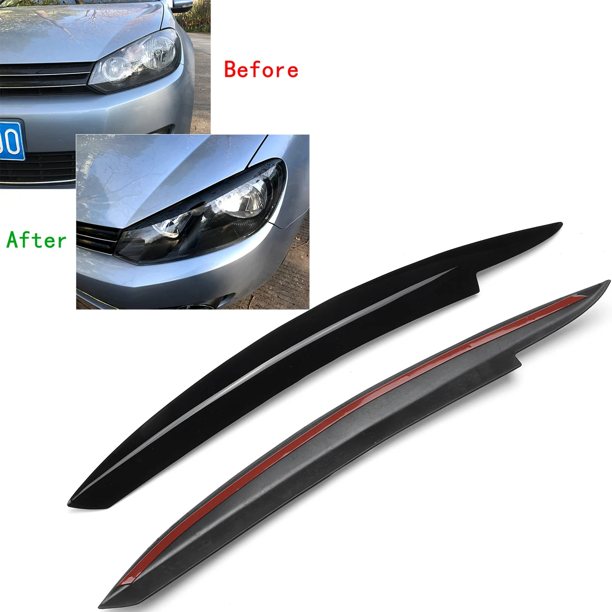 

For VW GOLF VI MK6 2008 2009 2010 2011 2012 2013 Headlight Eyebrow Eyelids Stickers Cover Trim Fit GTI GTR GTD Car Accessories