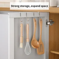 304 Stainless Steel Hook Free Punching Double  S-Shape Hook Kitchen Bathroom Cabinet Door Back Type Coat Towel Storage Hanger 3