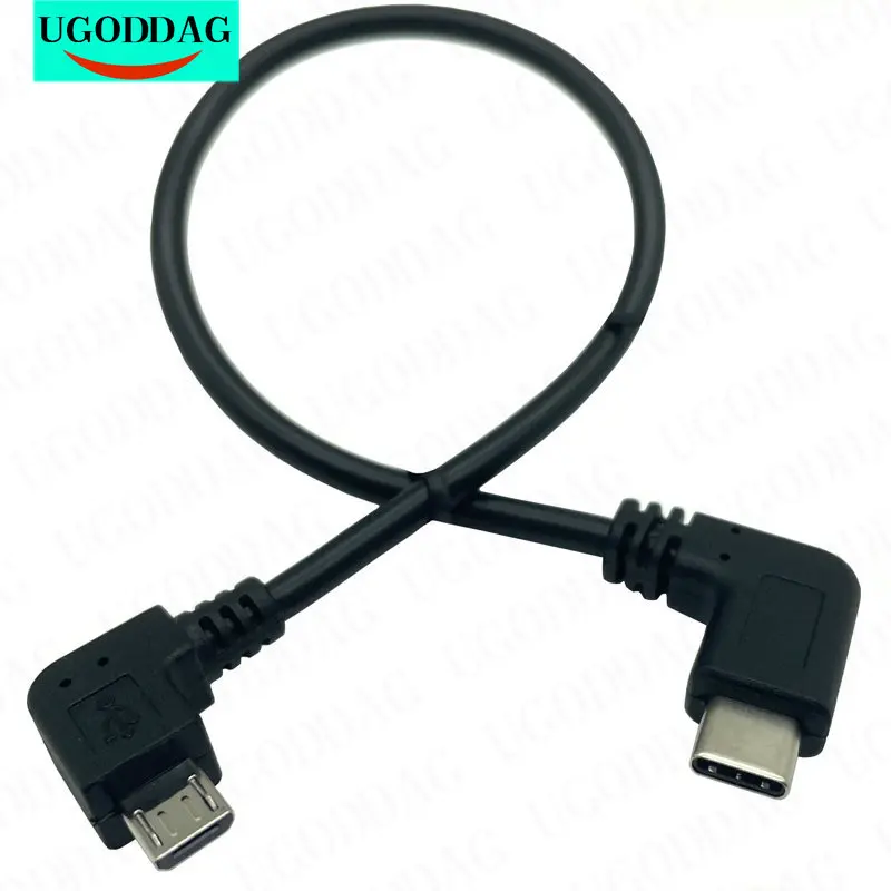 Digite c para Cabo Micro Usb 90 Graus Micro Pinos Macho para Usb c Macho Extensão para Macbook Pro Laptop e Android