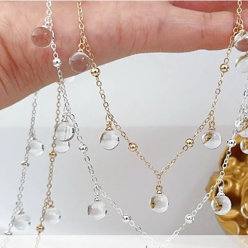 1Meter Transparent Round Glass Beads Chains Crystal Chain
