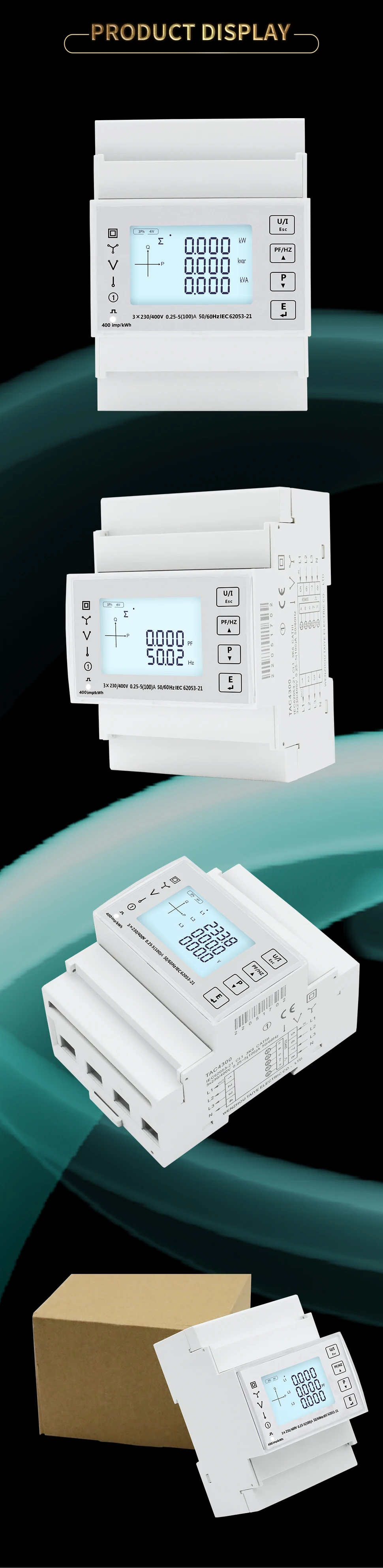 Bidirektionaler dreiphasiger Smart Modbus RS485 Multifunktions-DIN-Schienen-Energiezähler 45 ~ 65 Hz Klasse 1 999999.99Kwh – Detail 8