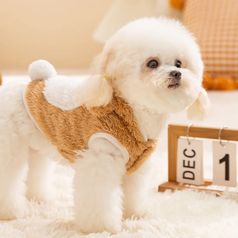 Halloween Dog Transformation Dress Winter Thick Warm Dog Clothes Pet Hoodie Teddy Bear Two Leg Clothes XS-XL