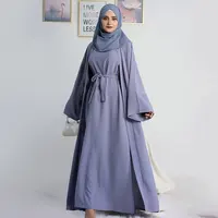 2 Piece Abaya Women Matching Out Islamic Clothing Open Abayas Kimono Inner Dress Ramadn Muslim Set Dubai Turkish Modesty Kafatan - Image 2