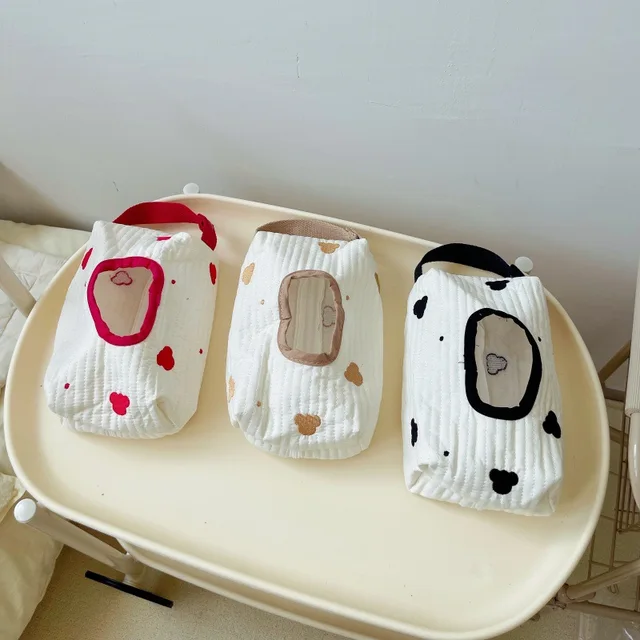 Boîte à mouchoirs à couvercle rabattable en forme d'animal de dessin animé, étui pour lingettes humides, sac suspendu pour voiture, porte-papier, rangement de serviettes amovibles, boîte suspendue 4