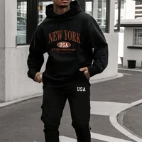 Men's Hoodie Pants Sets New York City Letters Sweatshirts Loose Sweatpants Suit Fleece Jogging Sweatshirt Trousers Outfits Suits 1
