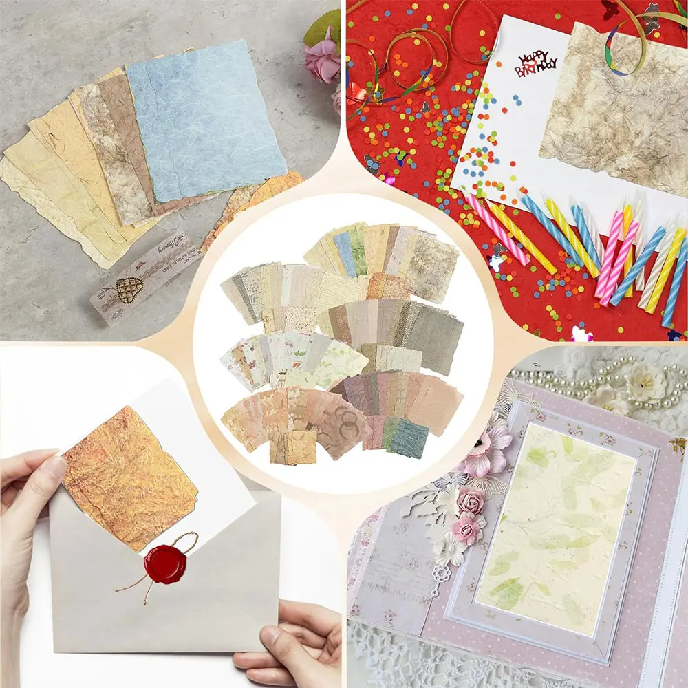 Vintage Embossed Textured Scrapbook Paper Kit - 28 Sheets of Aesthetic Decorative Journal Supplies