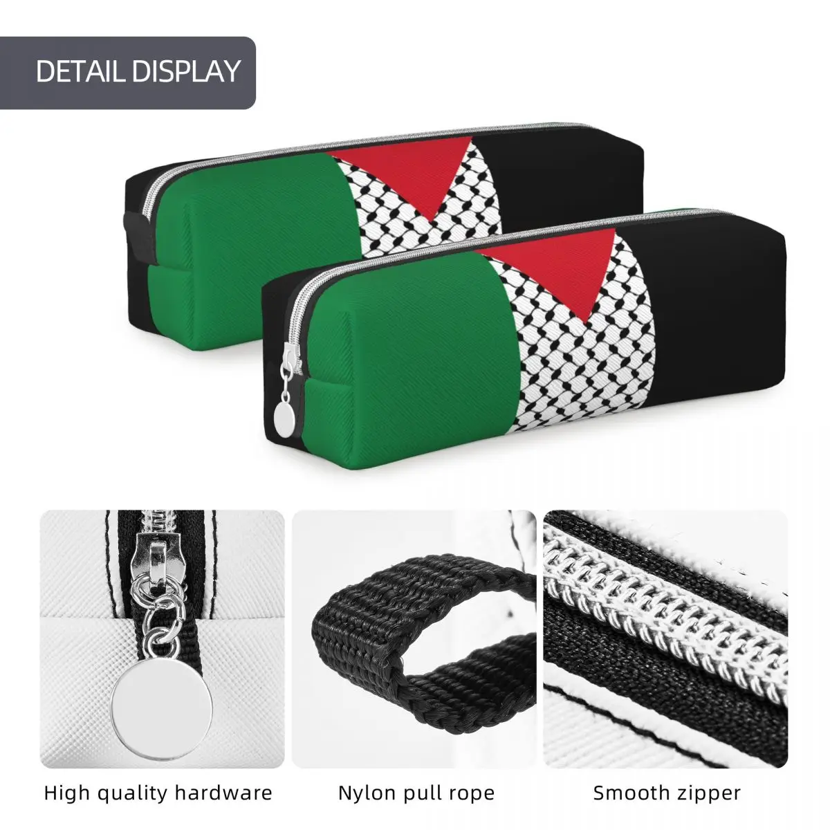 Lovely Palestine Flag Pencil Case Palestinian Hatta Kufiya Keffiyeh Pattern Pencilcases Pen Box for Student Bag School Supplies