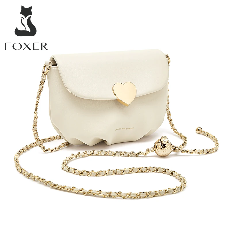 FOXER Fashion Small PU Leather Women's Adjustable Chain Shoulder Crossbody Bag Lady Top Quality Female Simple Flap Messenger Bag