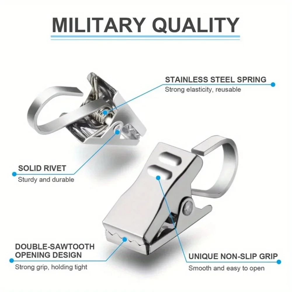 10PCS Multifunctional Stainless Steel Curtain Hook Clips Super Load-bearing Shower Door Curtain Hook Clip Window Accessories