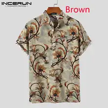

Fashion Casual Style New Men's Blouse Stylish Male Printing All-match Leisure Streetwear Short-sleeved Shirts INCERUN Tops 2022
