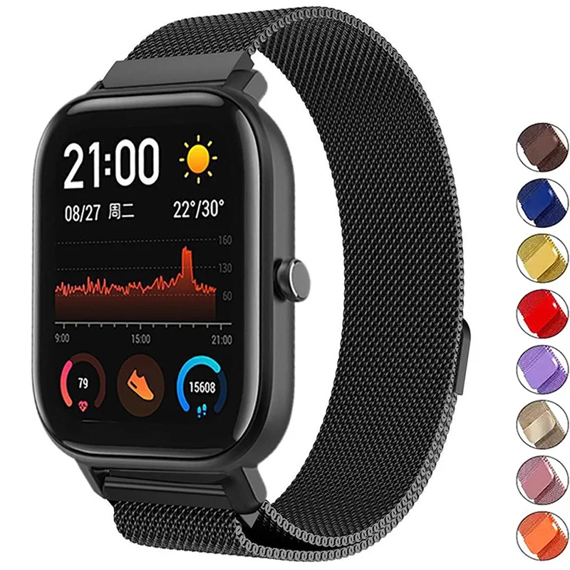 Pasek Milanese 20Mm/22Mm Dla Amazfit Gts/2/2E/3/4/Gts4 Mini/Gtr 42Mm/47Mm/Gtr2/3/4/Pro Stratos Metalowa Bransoletka Amazfit Bip Pasek