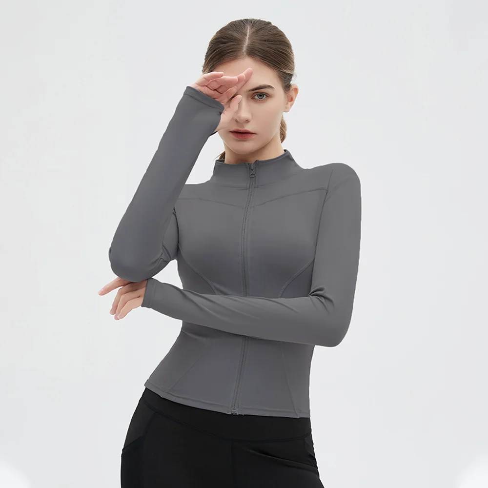 SUOTF Long Sleeve Yoga Shirt Women Zip Fitness Yoga Shirt Winter Warm Gym Top Activewear Running Coats Woman
