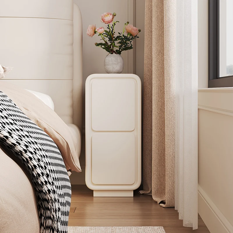 

Simple Small Nightstands White Wood Modern Luxury Italian Bedside Table Narrow Minimalist Mesilla Contemporary Furniture GXR36XP