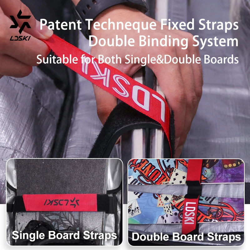 LDSKI チームスキーローラーバッグ大容量シングルダブルスノーボード