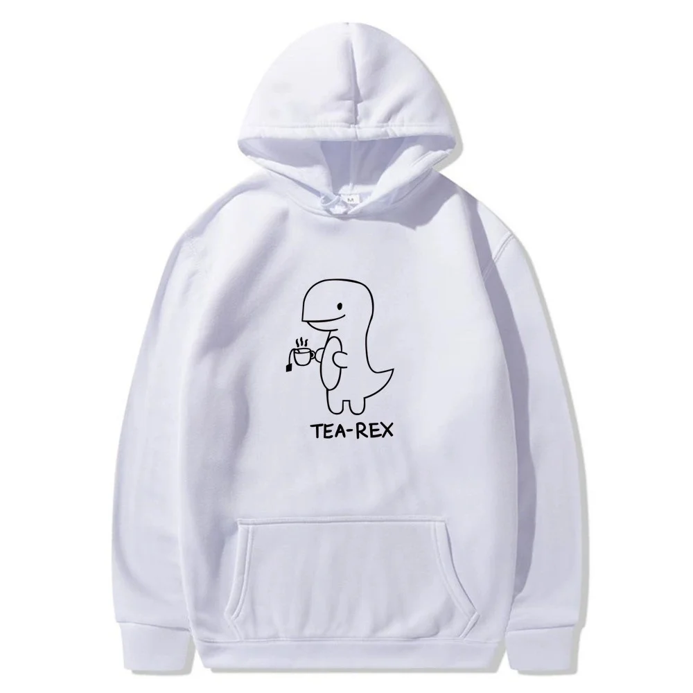 Tea Rex Dinosaur Coffee Print Casual Hoodie for Men - Spring and Autumn Collection