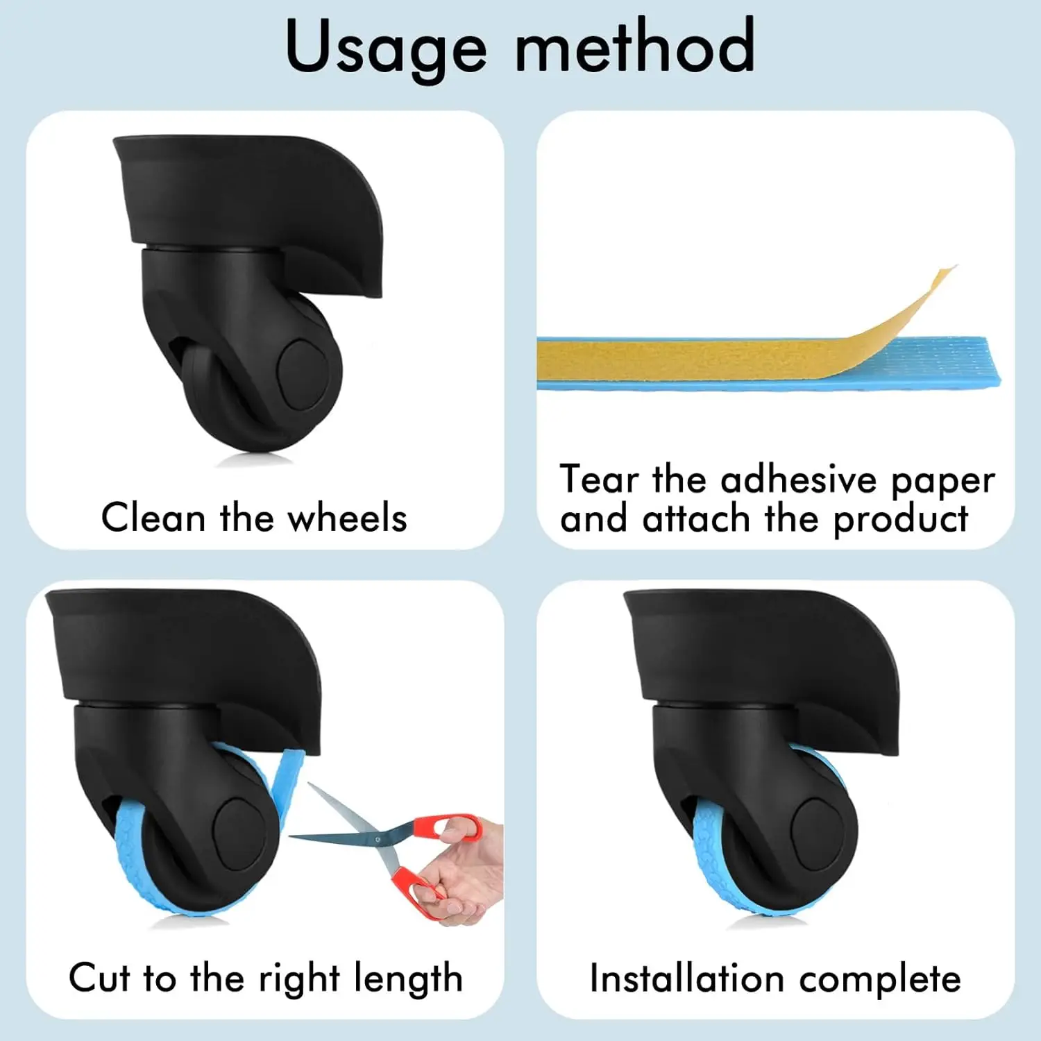 Cuttable Luggage Wheels DIY Covers Silicone Suitcase Caster Protector Silent Noise Reduce Shock Office Chair Spinner Wheel silicone luggage wheel covers
