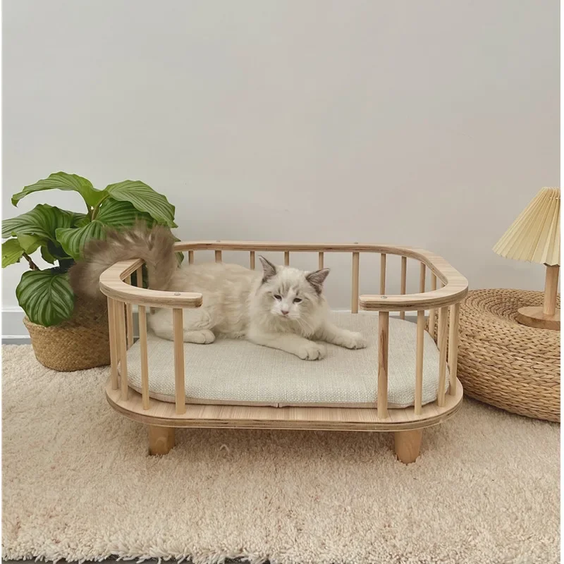 Versatile All-Season Pet Sanctuary Chic Solid Wood Cat Lounger Durable & Mold-Resistant Effortless Setup Companion Nest
