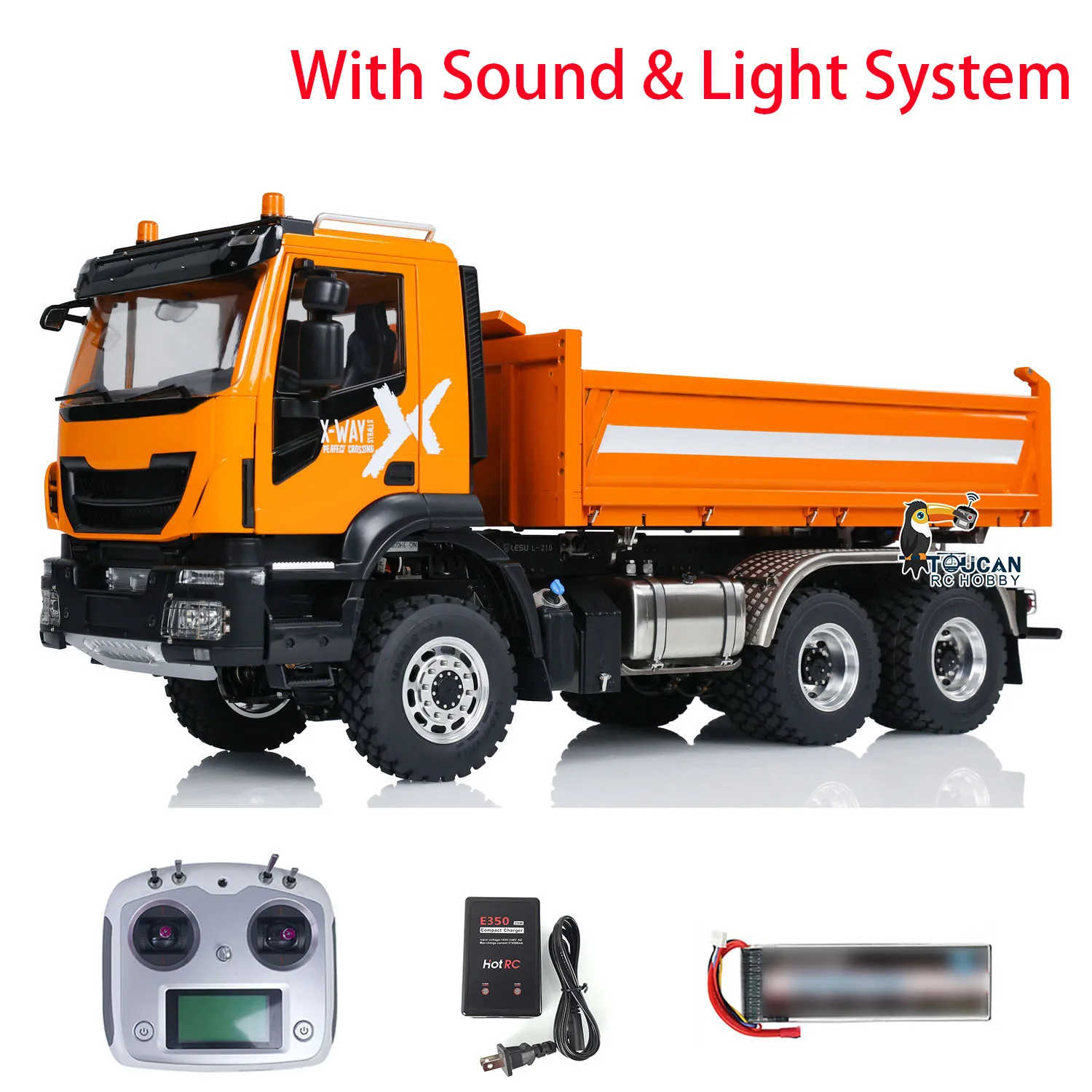 Customized RTR 6x6 LESU RC Metal 1/14 Hydraulic Dump Truck 3-way Radio Control Tipper Car Model 3-speed Transmission Light Sound 5