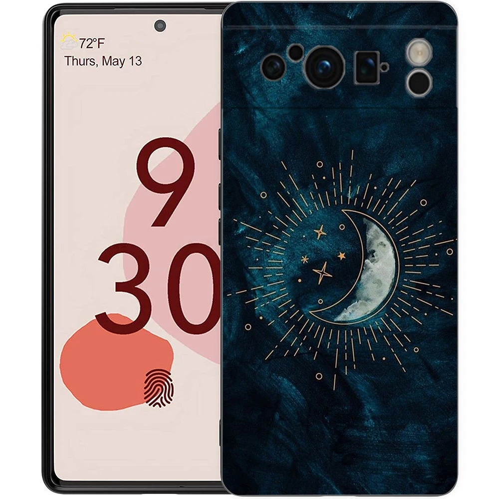 Celestial Night Art Silicone Shockproof Phone Case - Black Cover