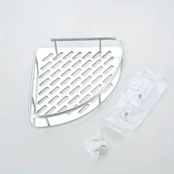 Deluxe Stainless Steel Tension Shower Caddy - Corner Bathroom Organizer for Toiletries and Accessories (Silver)
