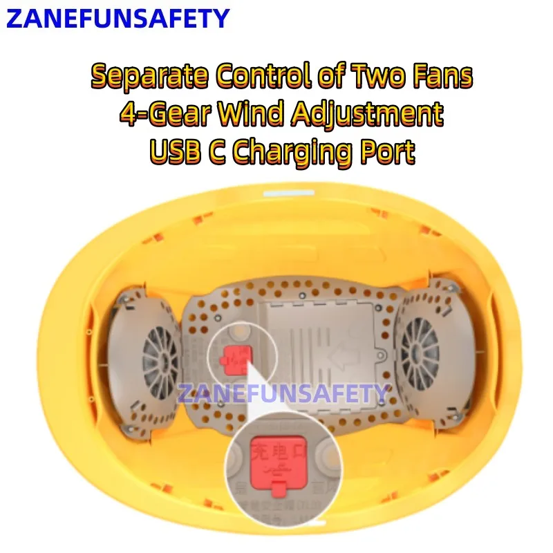 Construction Safety Helmet With 2 4-Gear Turbo Fans and Long Lasting 10000mAh or 6000mAh Rechargeable Lithium Batteries,helmet,safety helmet