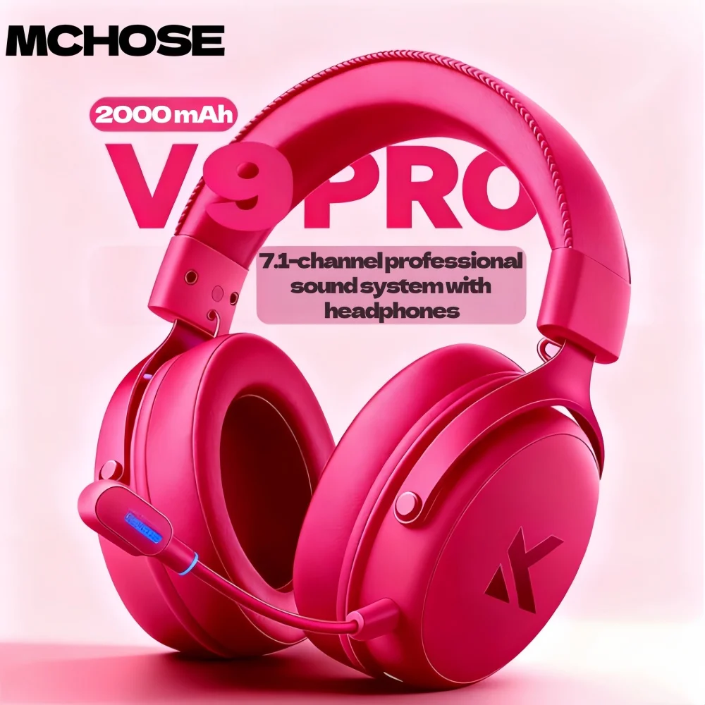 MCHOSE V9 Pro Gaming Auriculares inalámbricos 7.1 Auriculares con sonido envolvente Micrófono con cancelación de ruido Baja latencia Ligero para PS5 PC SWITCH
