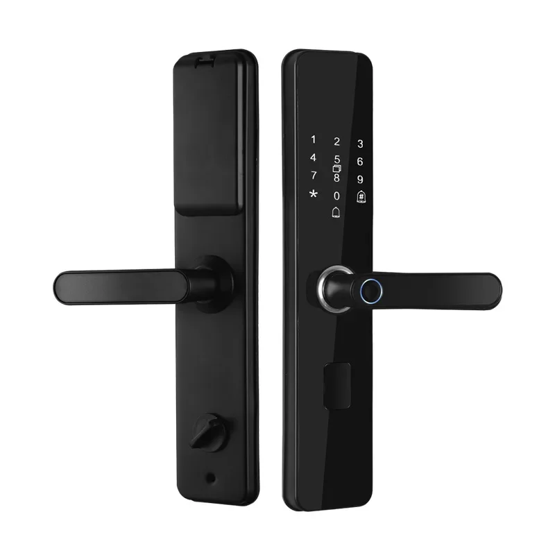 

2022NEW Black Electronic Smart Door Lock With Biometric Fingerprint / IC Card / Password / Key Unlock/ USB Emergency Charge