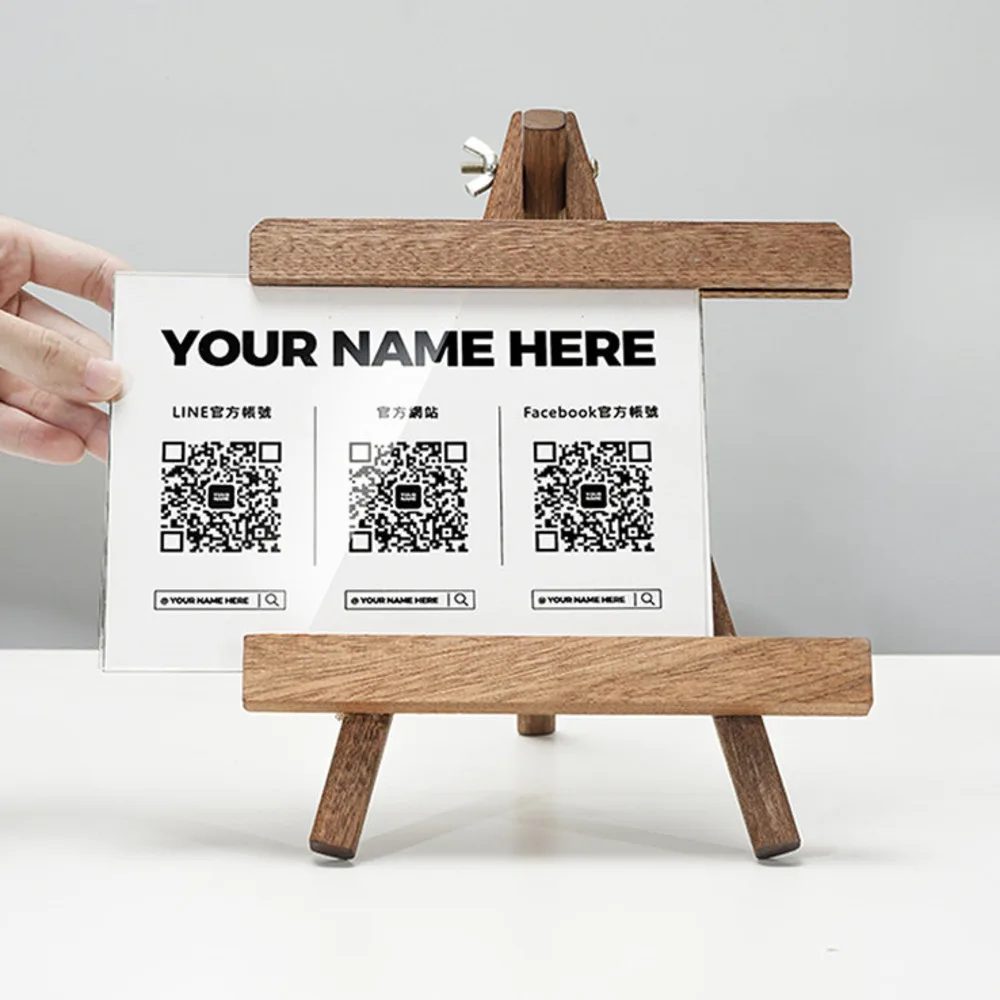 원목 경사형 QR 코드 스탠드 알리페이 위챗 결제 표지판 (매장, 바, 슈퍼마켓, 카페용)