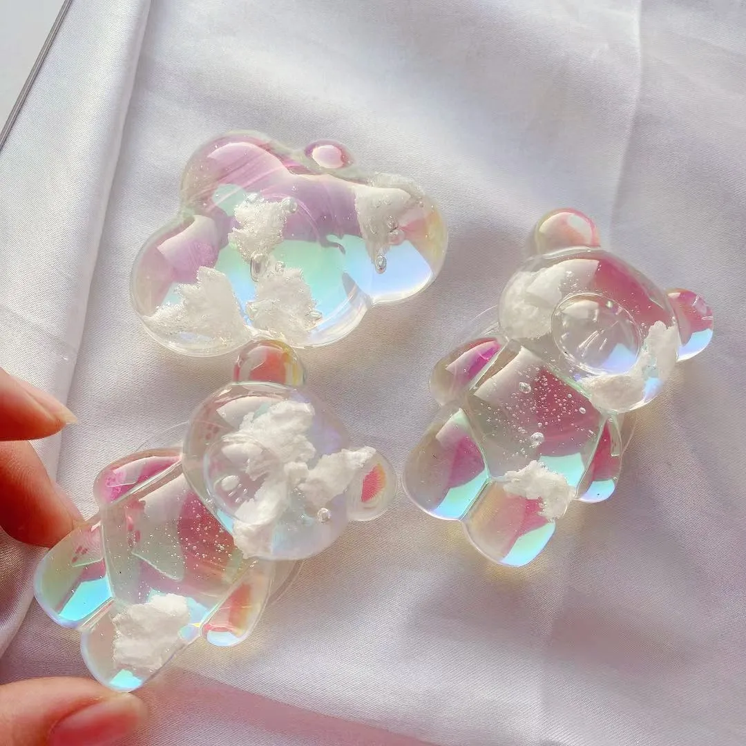 3D 귀여운 레이저 곰 핸드폰 홀더, 그립 토크 브래킷 핸드폰 지원 데스크탑 휴대폰 손가락 스탠드 접이식 모바일 홀더