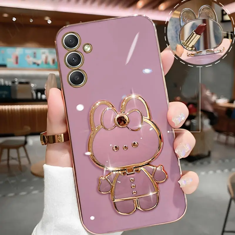 Premium Mirror Plating Phone Holder Case with Stand Cover – Stylish Protection