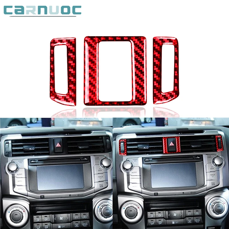 

3Pcs/set Carbon Fiber Center Air Vent Stickers For Toyota 4Runner 2010-2020 Car Decorative Interior Accessories