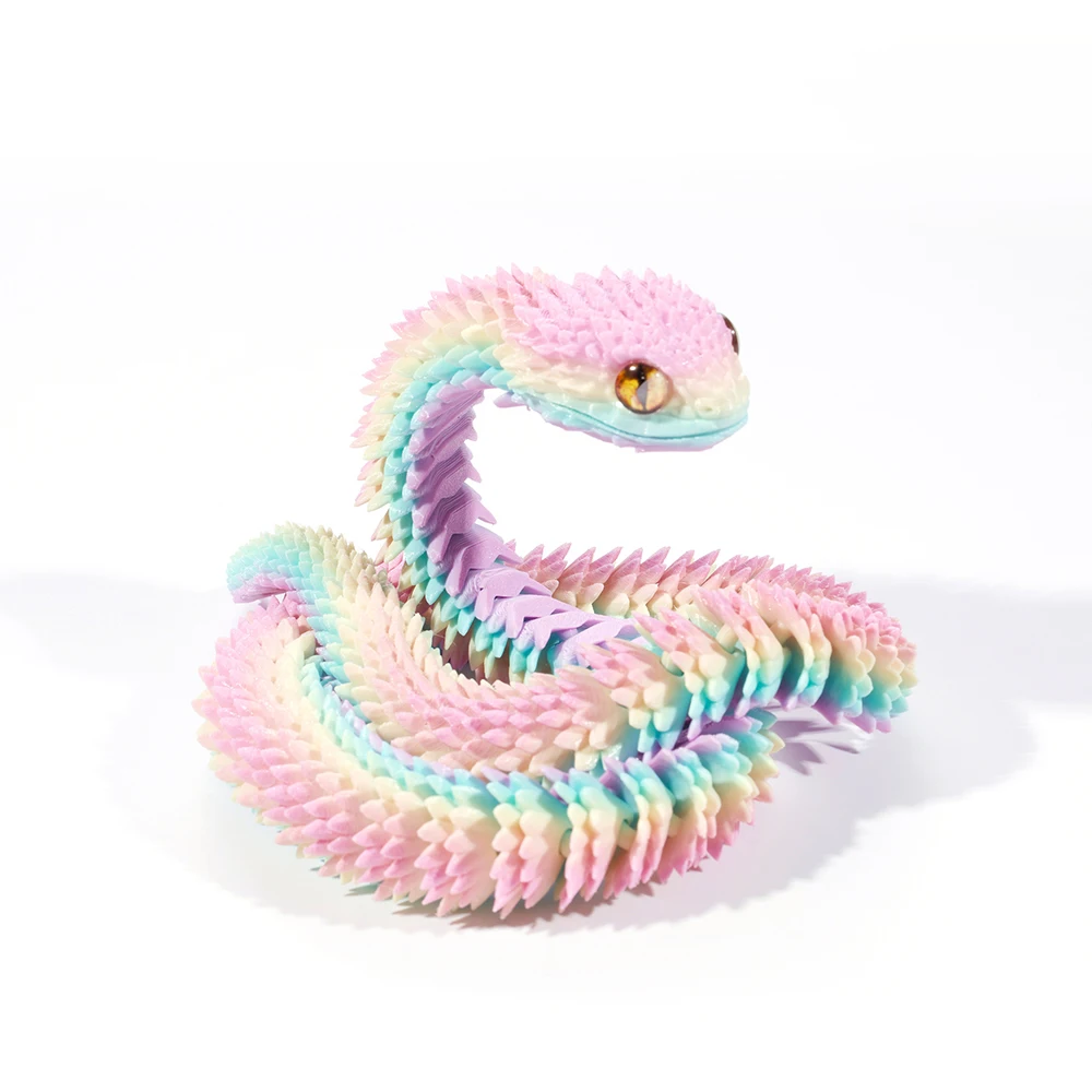 3D Printed 30cm Snake Viper Movable Joint Creative Figurine Kids Birthday Party Favors Adults Gifts Goody Fillers Home Ornament