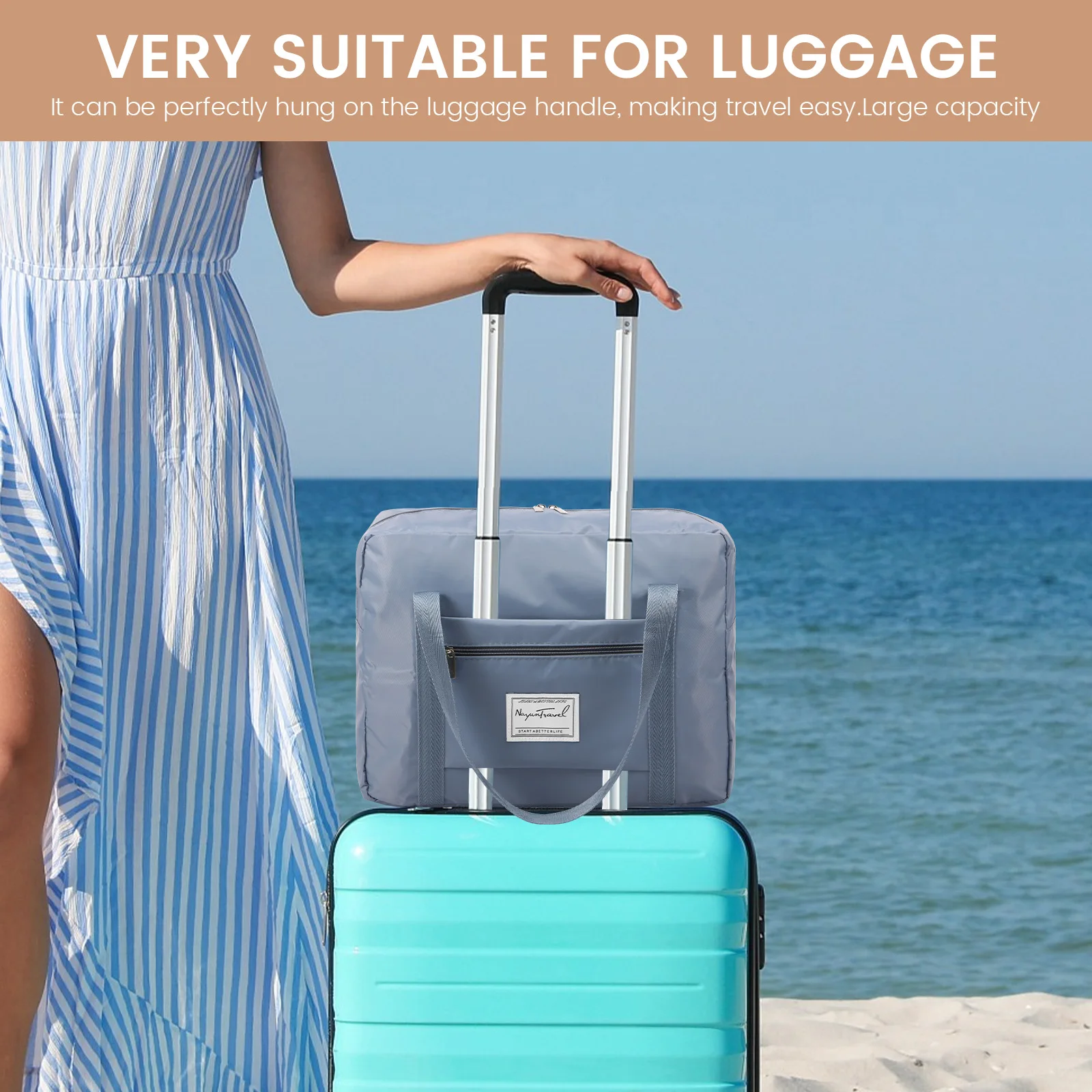 Travel Storage Bag Oxford Cloth Waterproof Luggage Bag with Zipper Large Capacity Cosmetic Storage Bag for Gym Travel Camping