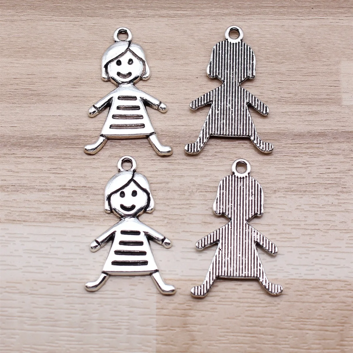 IFOCUS 아연 합금 DIY 쥬얼리 제작용 작은 소녀 매력, 28x8mm, 1.1x0.71 인치, 10 개/로트