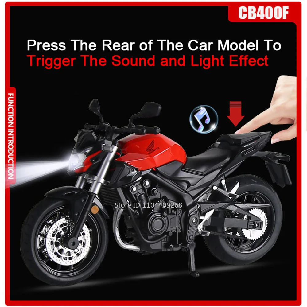 1:12 혼다 CB400F CBR1000 오토바이 모델 장난감 자동차 금속 바디 고무 타이어 충격 흡수 모터 모델 생일 선물